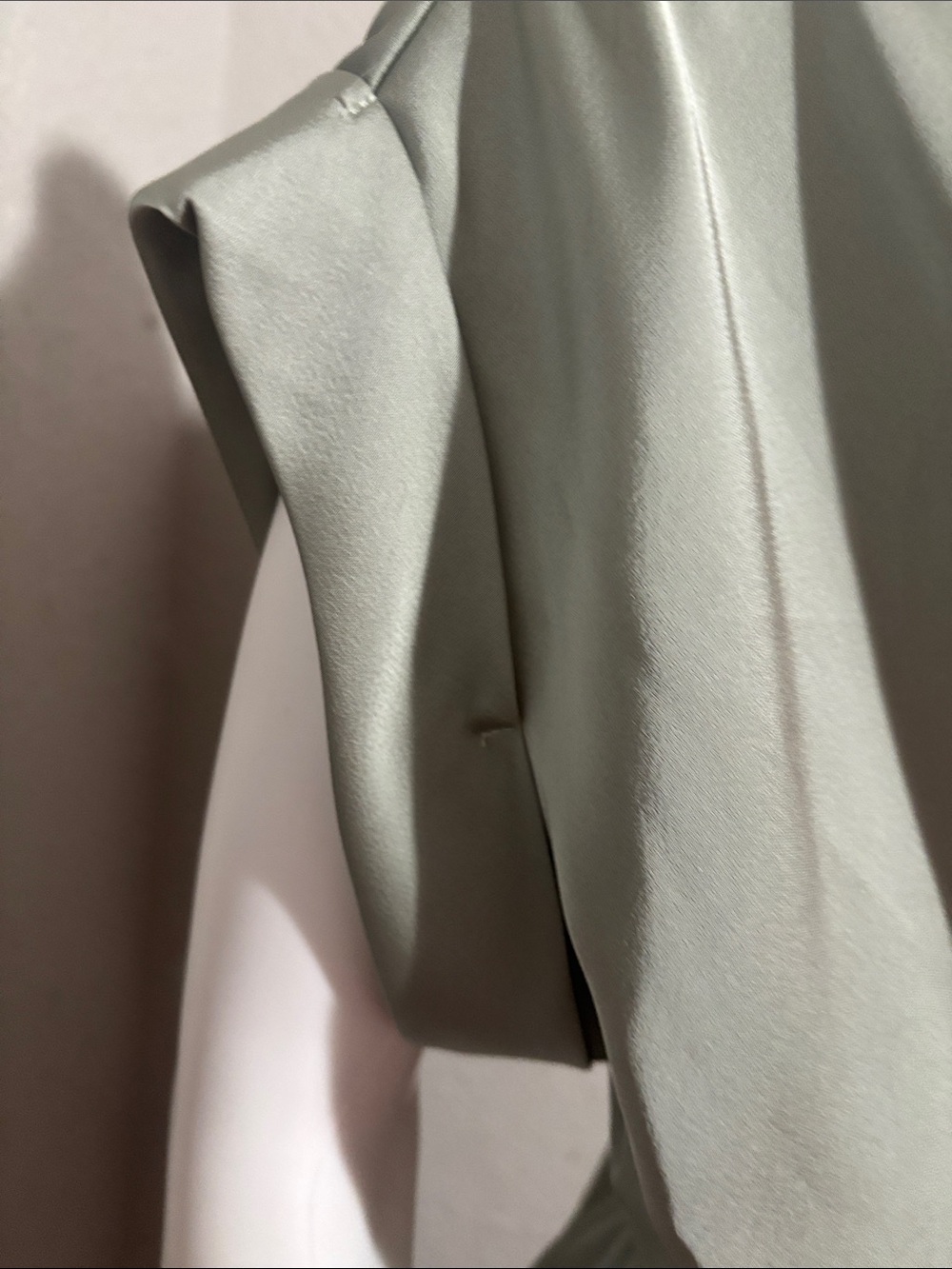 entro Satin Faux-Wrap Mini Dress in Sage - Picture 7 of 12